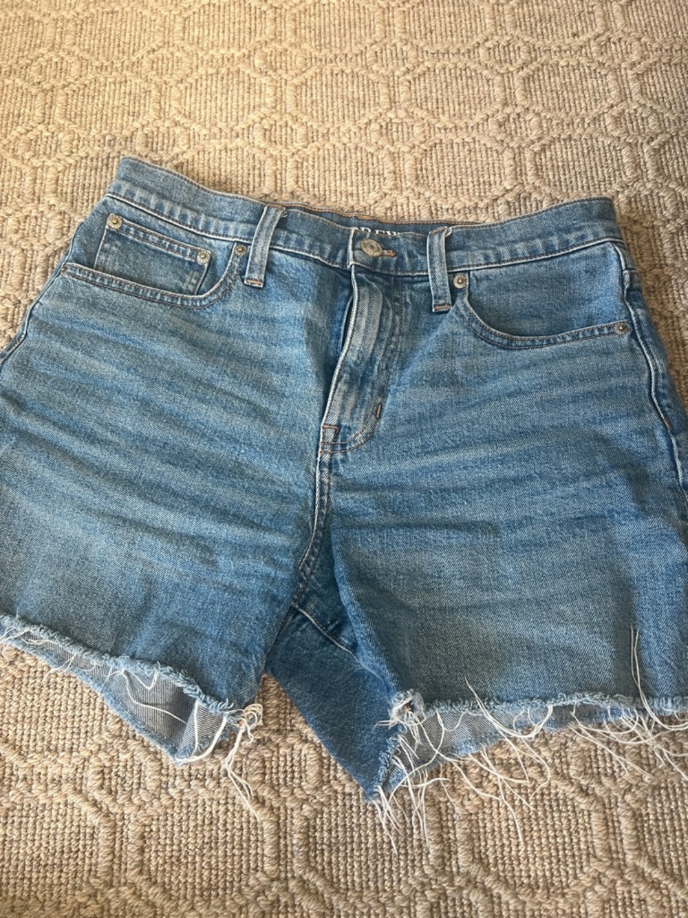J. Crew Medium Blue Distressed Denim Cutoff Shorts